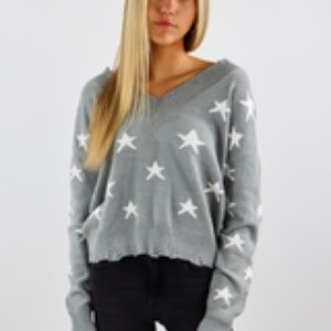 ROCK N RAGS - the sweet life sweater grey with stars